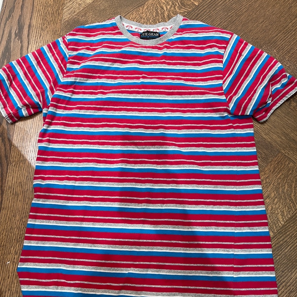 Ice Cream Red and Blue Striped Short Sleeve Tee